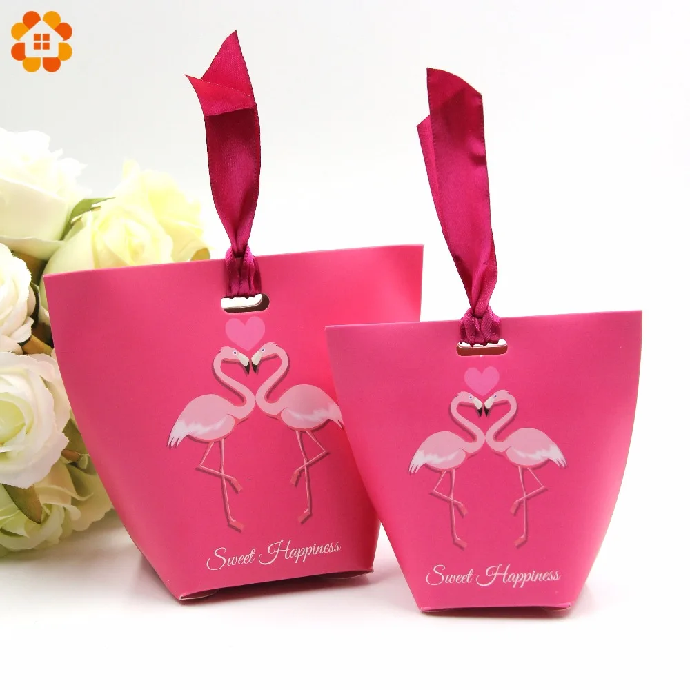 10 шт./лот 2 вида Подарочная коробка с фламинго сделай сам лента конфеты узор крафт