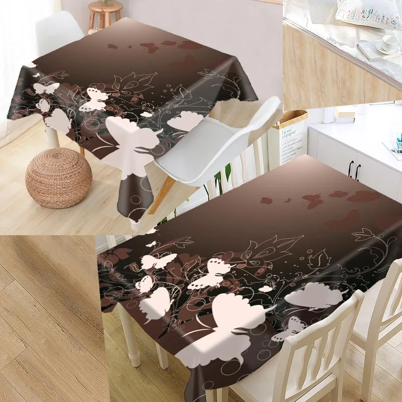 

Butterfly Pattern Custom Table Cloth Oxford Fabric Rectangular Waterproof Oilproof Table Cover Family Party Tablecloth
