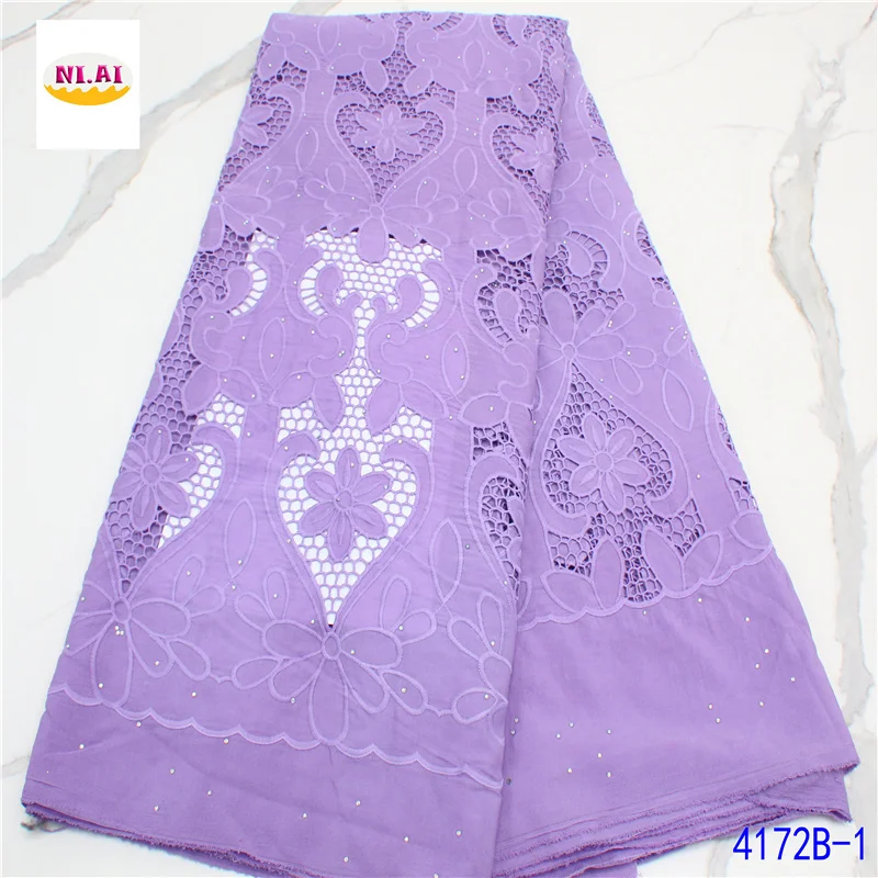 

High Quality African Lace Fabirc 2021 Chiffon Lace Cotton Sewing Embroidery Nigerian Fabric Women Wedding Dresses NA4172B-2