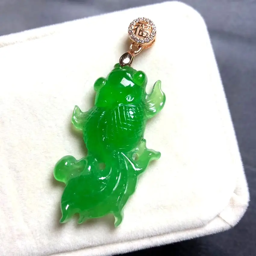 Красивая зеленая Нефритовая яшма из Мьянмы кулон Изумрудный драгоценный камень