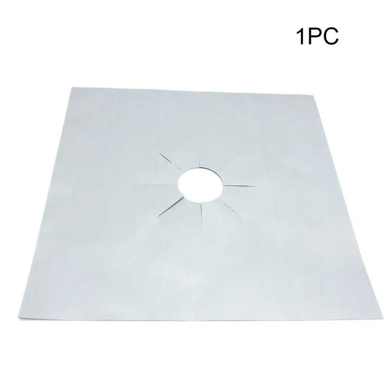 1pc 4PCS Reusable Gas Stove Protector Cover Aluminum Foil Cooker Burner Cover Non-Stick Sheeting Mat Pad Clean Liner For Kitchen A35 - Цвет: 1pc