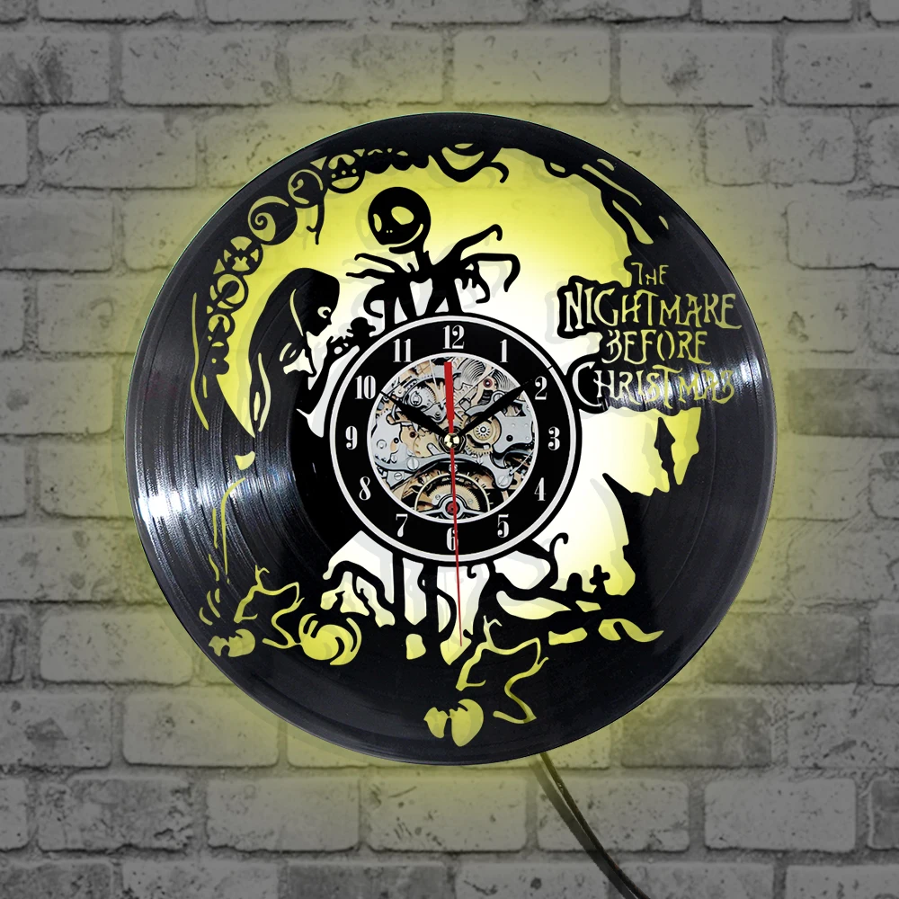 Виниловые настенные часы с записью Кошмар перед Рождеством тема CD Запись 3D