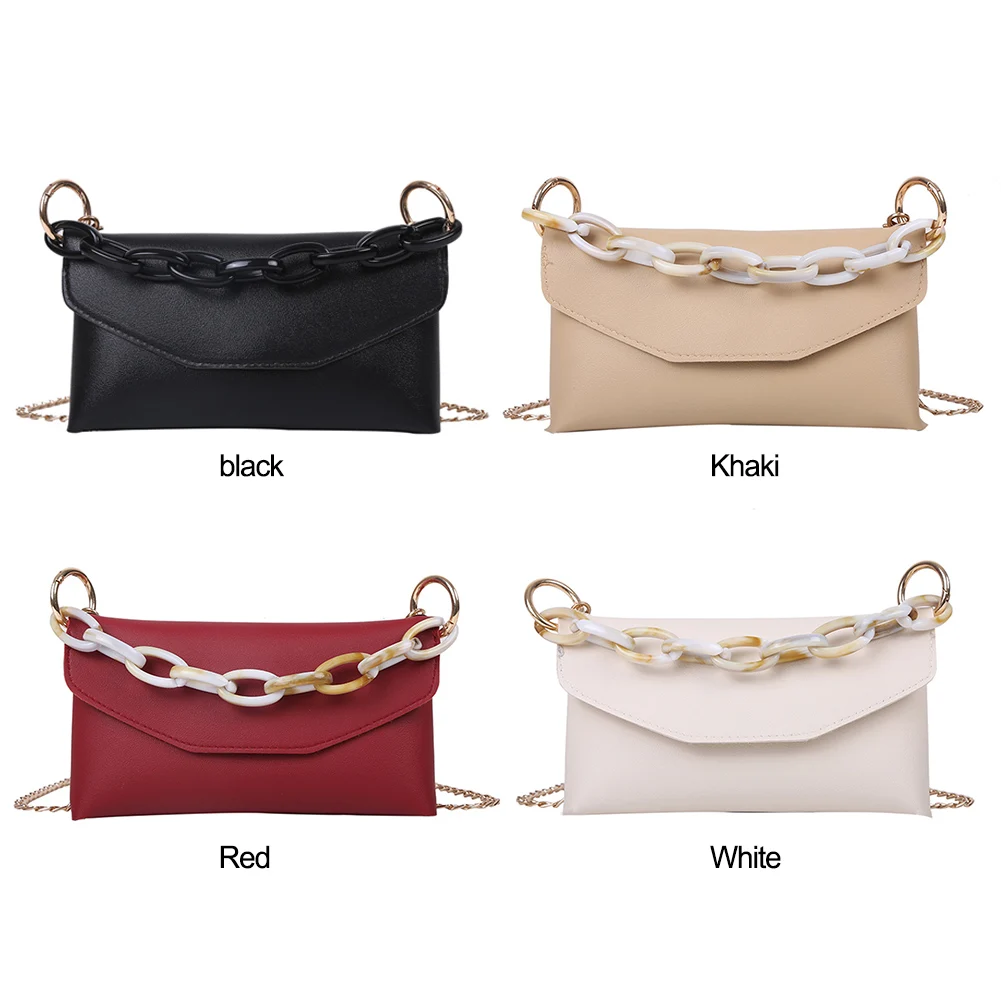 

Chain Shoulder Bag Leather Small Clutch Handbags PU Leather Youth Ladies Small Square Bag Women Messenger Crossbody Packs