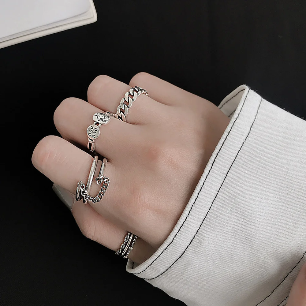

Goth punk Rings for women men korean Fashion Valentine's Day present Jewelry original silver color Charm finger Accessories