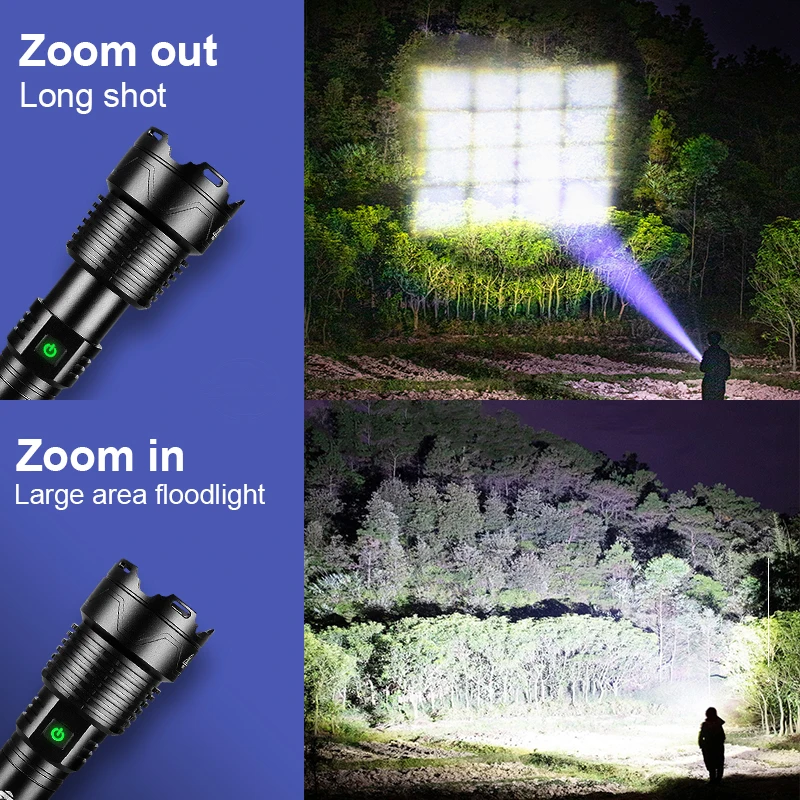 

XHP170 High Power LED Flashlights 18650 Ultra Powerful Torch USB Rechargeable Tactical Flash Light XHP90 Outdoor Camping Lantern