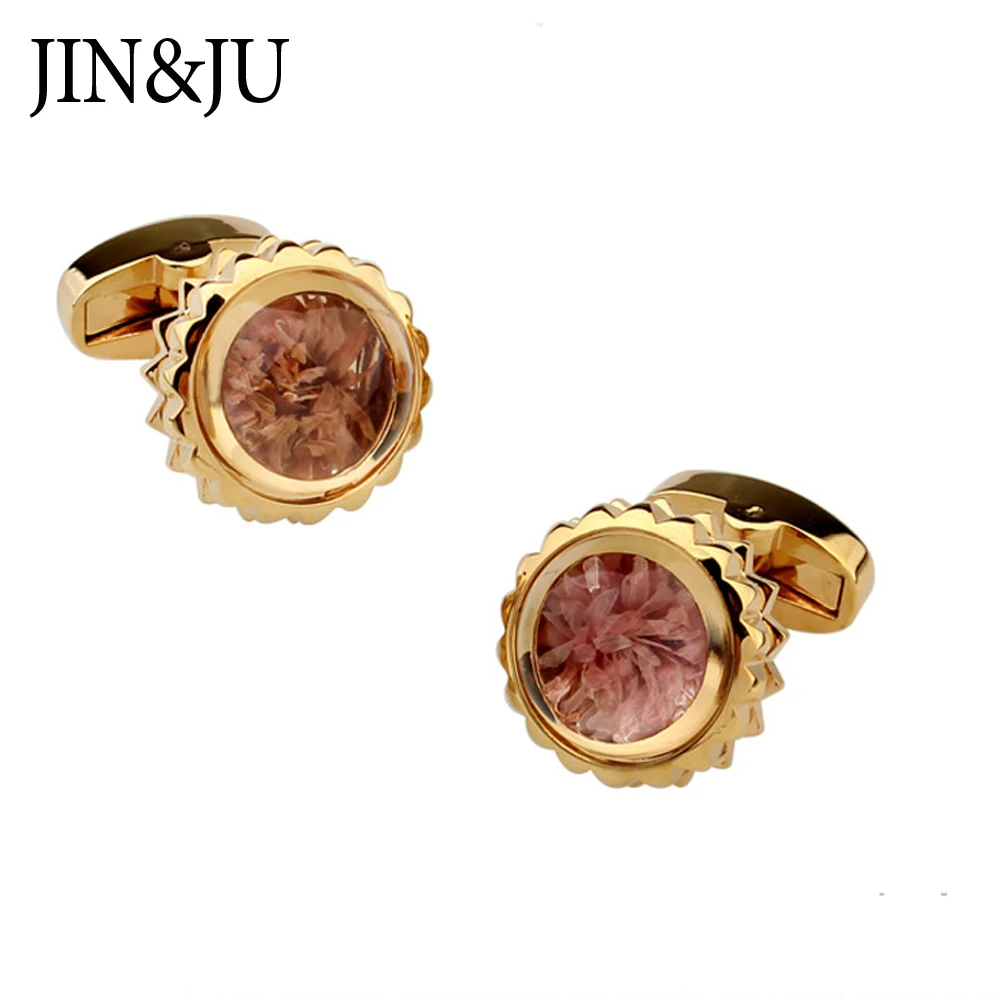 

JIN&JU Crystal Cufflinks For Mens Luxury Quality Shirt Cuff Links Gold Color Fashion Wedding Jewelry Relojes Gemelos Camisa