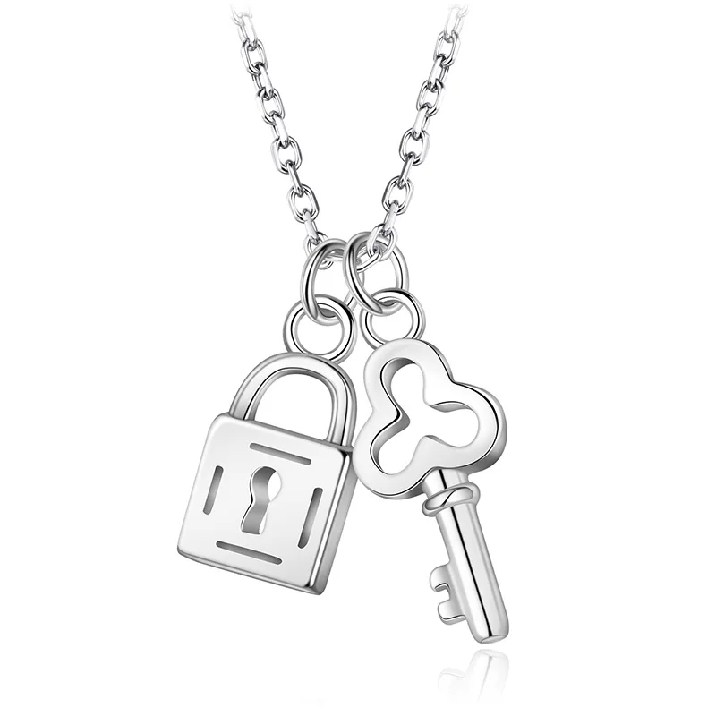 Настоящее серебро 925 ключ замок кулон ожерелье и серьги в наборе из стерлингового