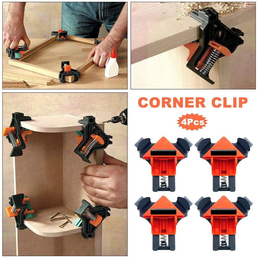 

New 4 in 1 90 Degree Holder Clip Woodworking Right Angle Fixed Clip Photo Frame Clip DIY Spring Clip G Word Clip