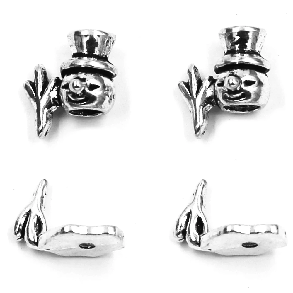 

10 Sets End Beads Caps Snow Man Winter Christmas Silver Tone For Bracelets Jewelry DIY Findings13x8mm 11x10mm Fit 10mm Beads