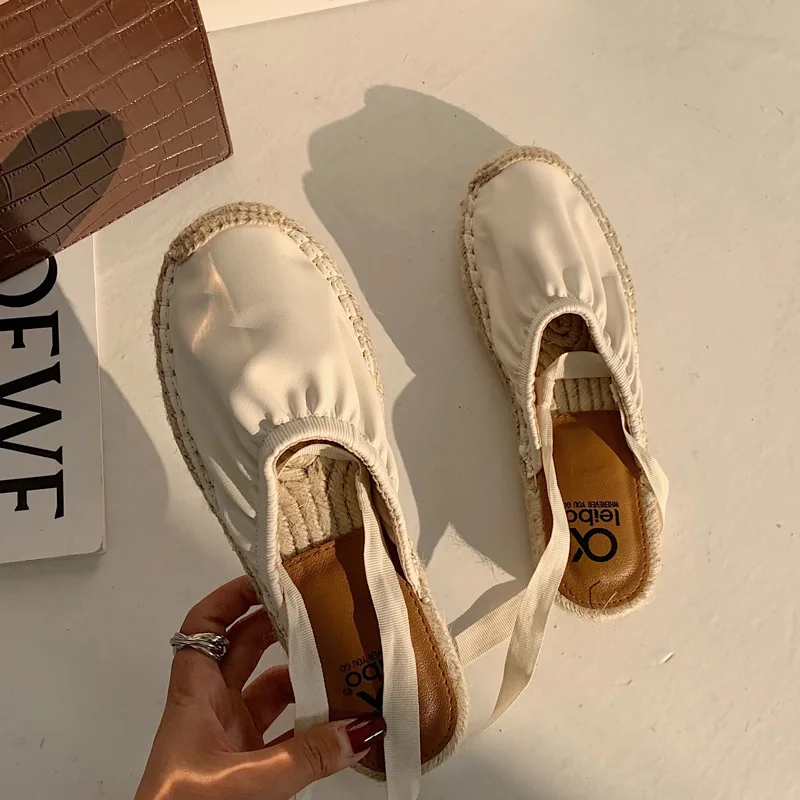 

Fisherman shoes women's flat bottom small incense wind round toe women's straw woven all-match platform shoes women