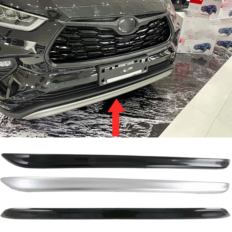 

Car Styling Trim For Toyota Highlander XU70 2021 2022 ABS Carbon Fibre Front Bumper Body Protection Cover Accessories 1pcs/set