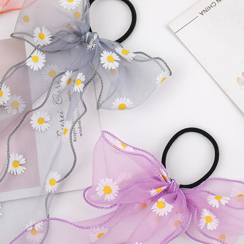 

Korean Women Girls Streamers Scrunchies Polka Dot Floral Print Elastic Bow Hair Rope Girl Hair Ties Hair Accessories Headwear
