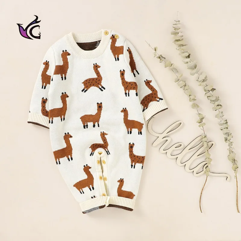 

Baby Long Sleeved Jumpsuit Autumn Winter Sweater Infant Sweater Men's And Women's Baby Clothing 0-2 Years Old Children's Clothin