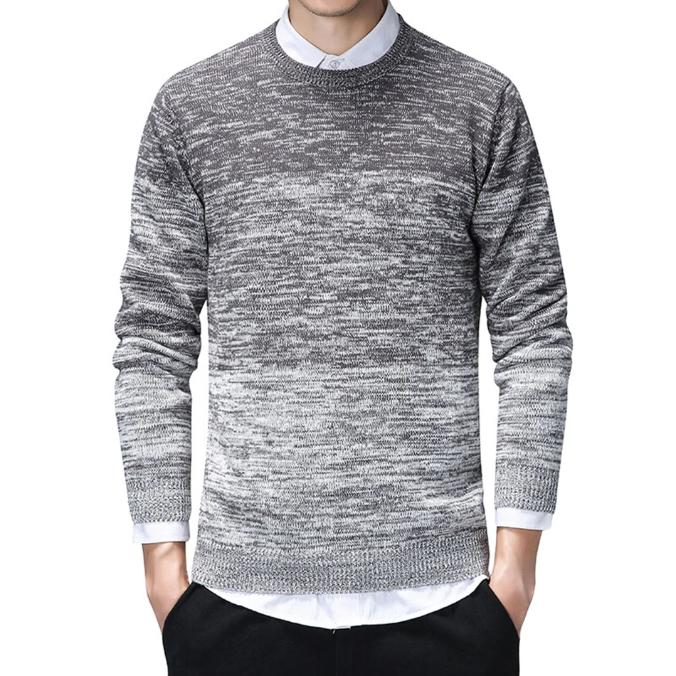Зимняя мужская одежда пуловер свитер повседневный полосатый и хлопок длинный