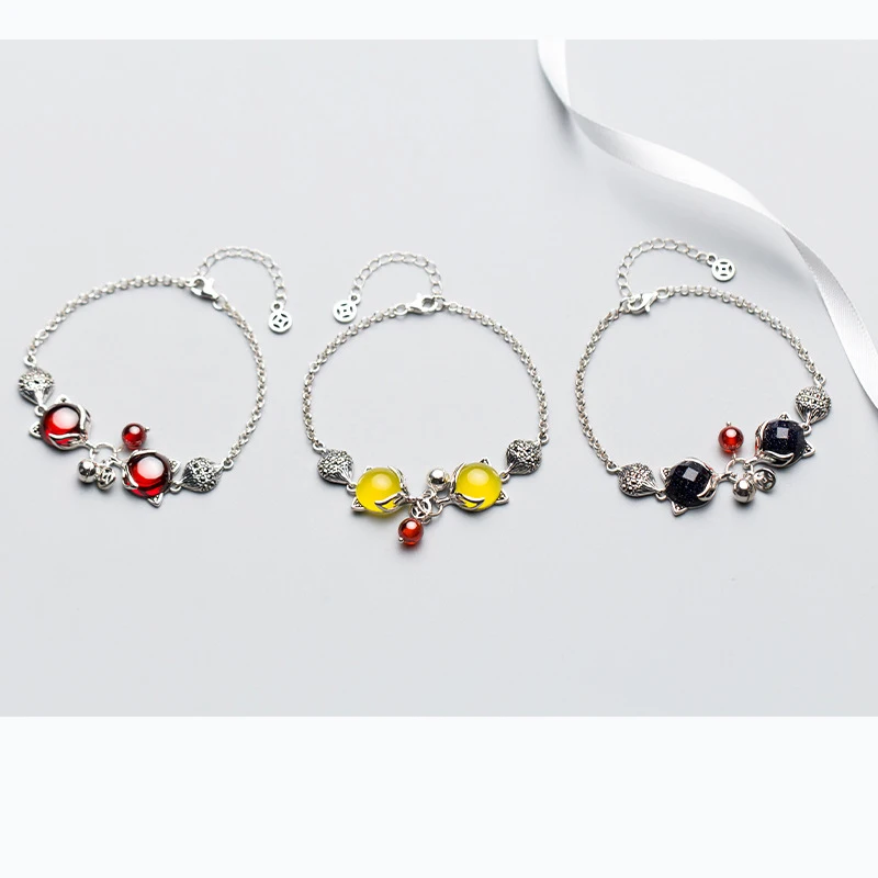 Женский браслет труста из стерлингового серебра 925 пробы с лисой и колокольчиком