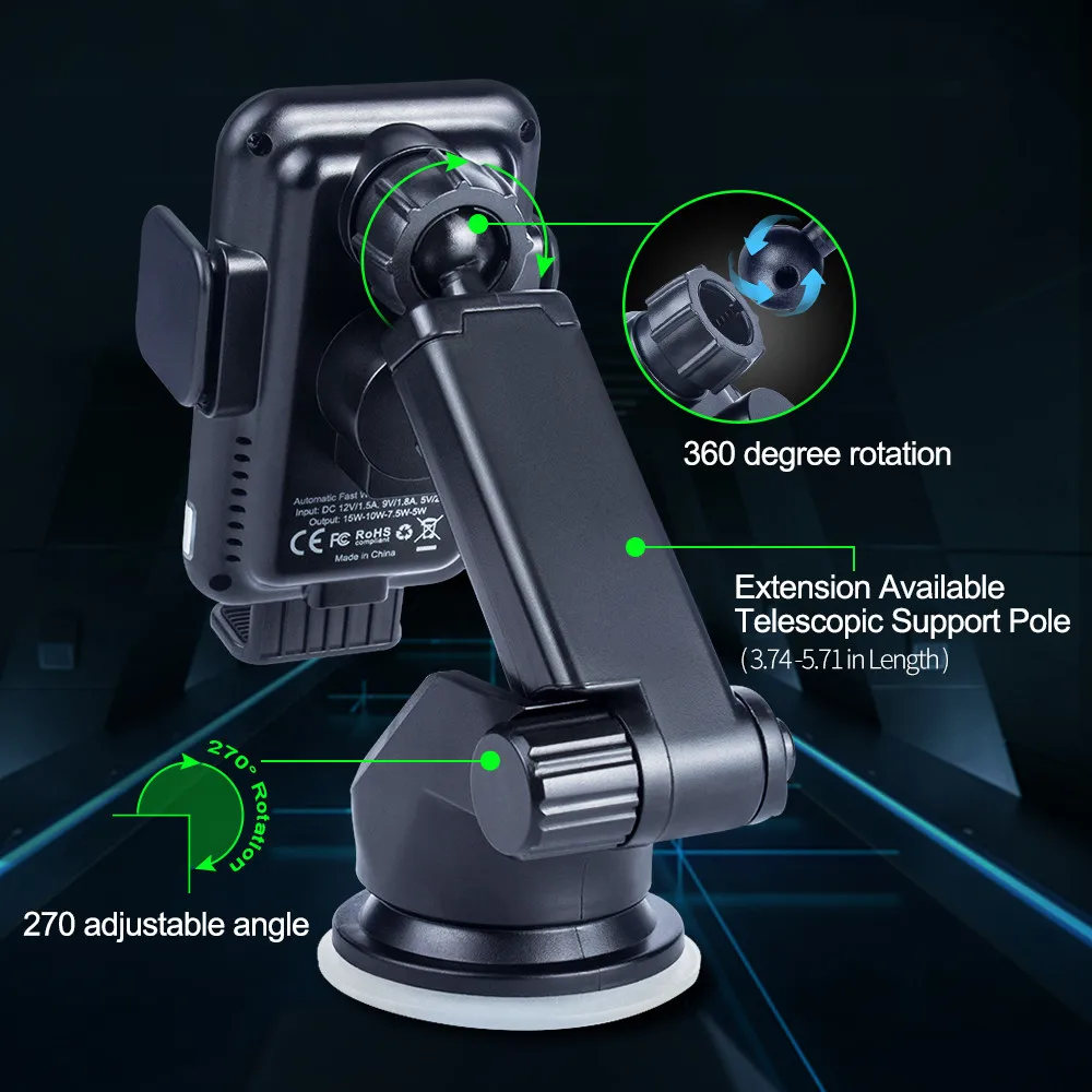 Автомобильный держатель для телефона Qi 15 Вт беспроводное зарядное устройство