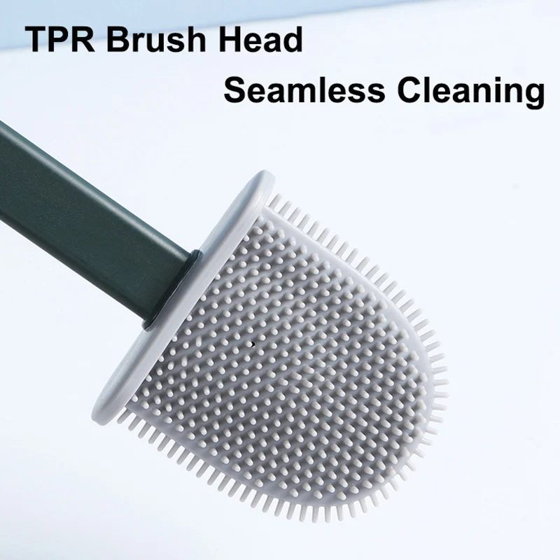 Силиконовая плоская щетка для унитаза с держателем черная очистки туалета