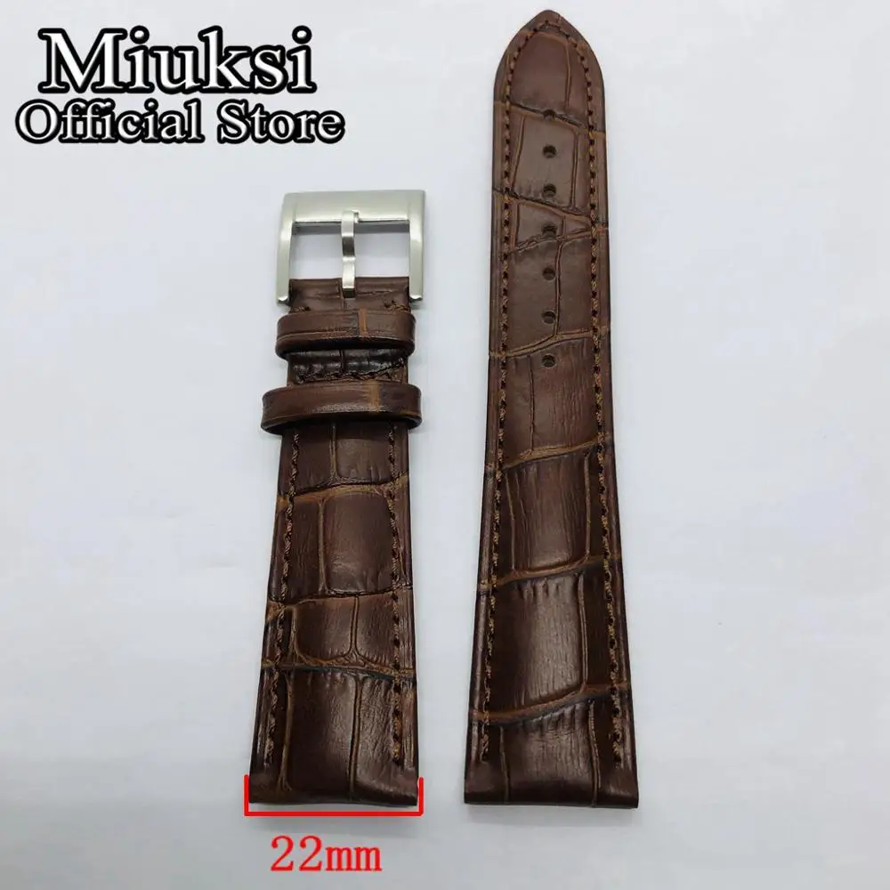 Miuksi 22mm brown black blue leather watch strap with pin buckle | Наручные часы