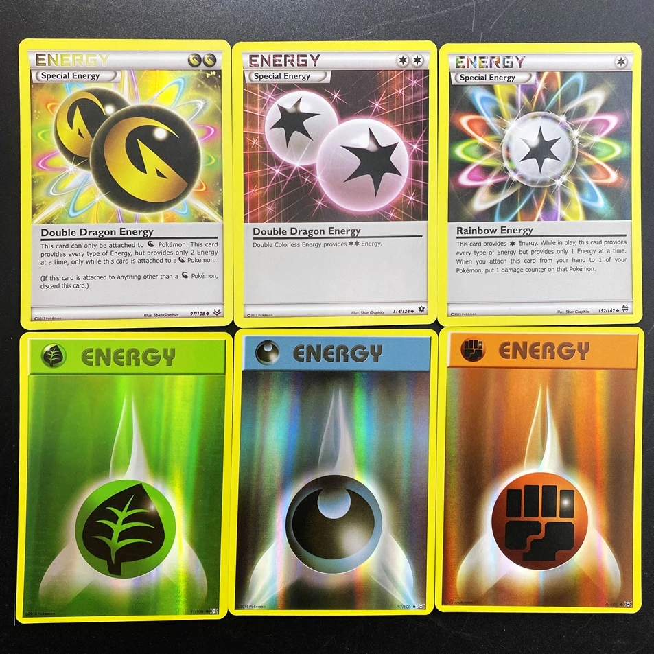 20 шт Покемон энергии блестящие карты коробка ролевая игра команды бирки Мега GX