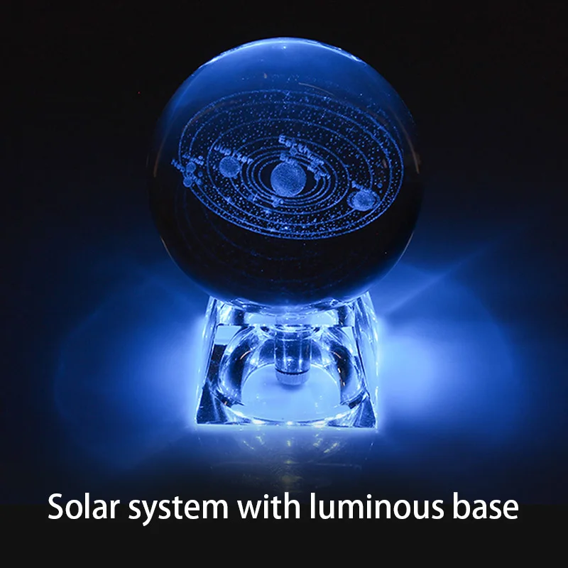 luminous solar 6 см с 3D гравировкой Галактическая солнечная система хрустальный светильник Ночной светильник светящийся крафт стеклянный круглый шар домашний офисный Настольный Декор лампа подарок - Испускаемый цвет: luminous solar