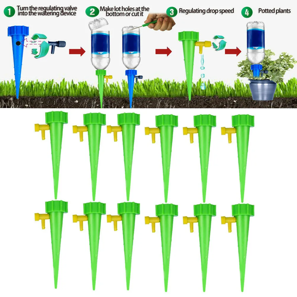 

Newly 12Pcs Plant Water Funnel Flower Drip Spikes Automatically Watering Tools XSD88