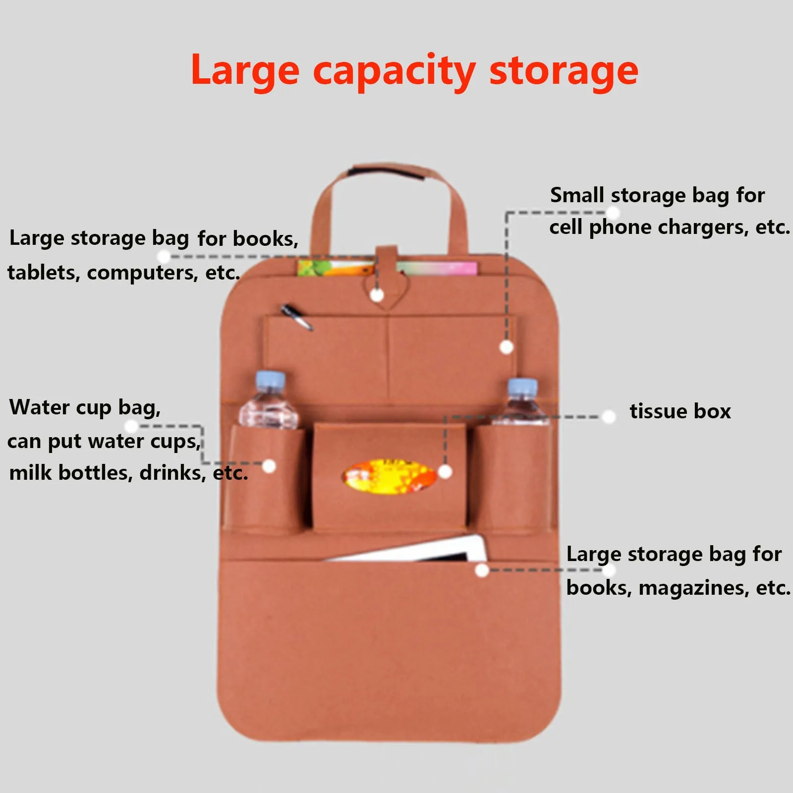 

Car Back Seat Storage Bag Box Universal Multi Organizer Cup Holder Hanging Trunk Elastic Protector Support Auto Car Accessories
