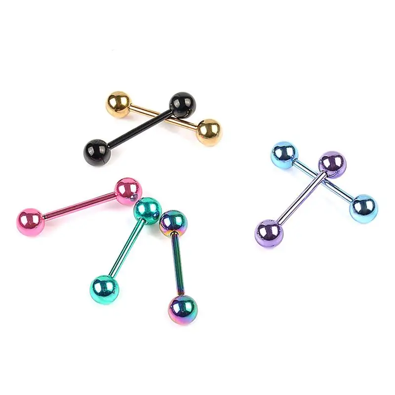 7 шт. кольца для языка из нержавеющей стали с двумя головками гантели образный