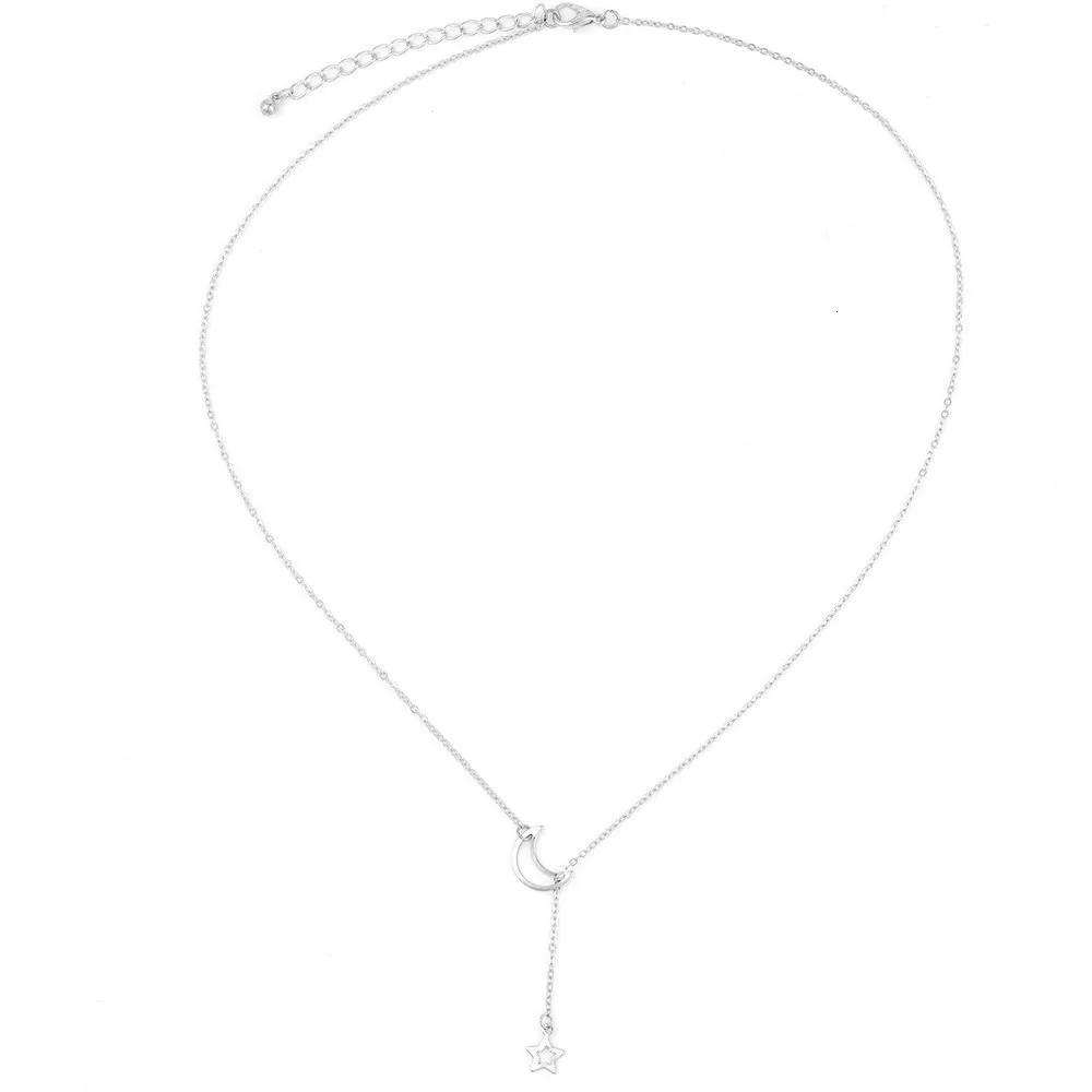 Fashion Jewelry New Sweet Long Necklace Tassel Gold Star Moon Pendant Simple Necklaces for Women Accessories