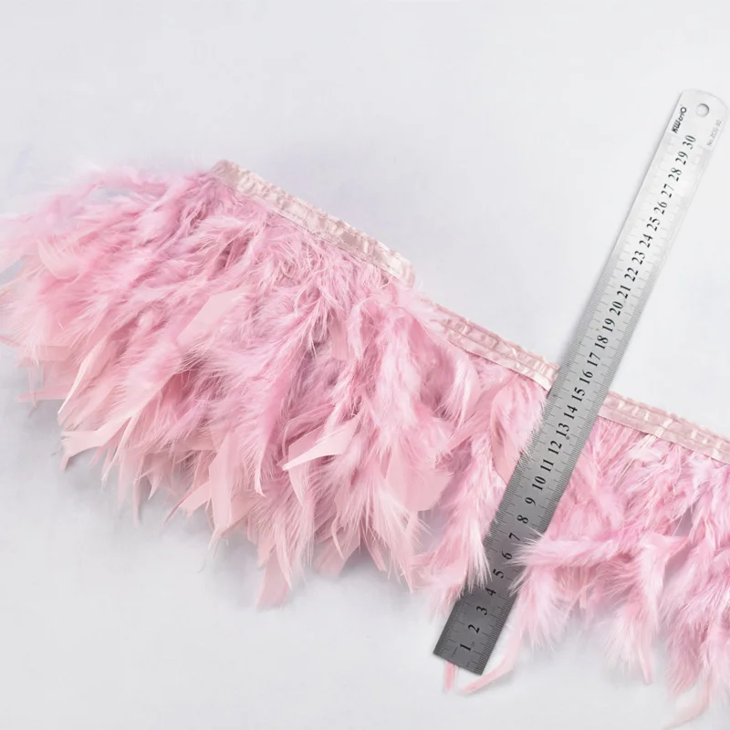 Leather Pink Новинка, 10 метров, пушистая Красивая Турецкая перьевая лента с бахромой, 4-6 дюймов, ощипка перьев индейки для карнавальных костюмов, одежда для творчества - Цвет: Leather Pink