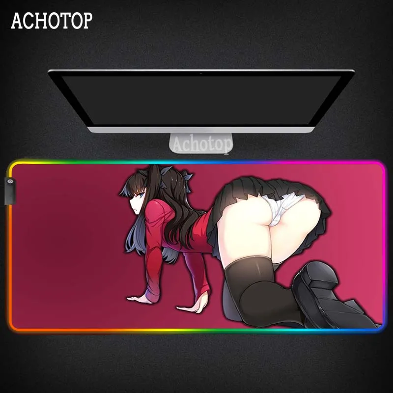

Anime Mouse Pad RGB Gamers Cute Sexy Girl PadMouse 90x40 Rubber Mouse Pad Pc Gamer LED Light Keyboard Computer Mat for Overwatch
