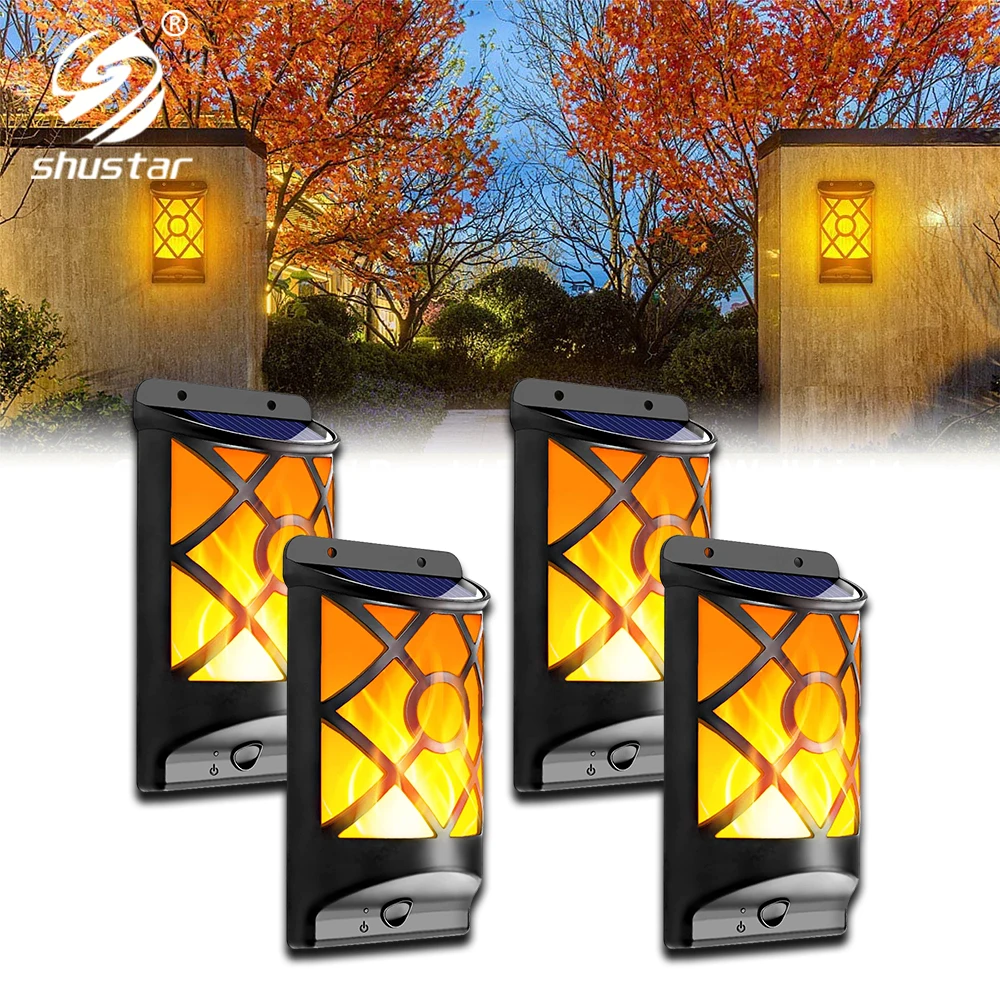 

Outdoor Solar Flame Light Solar Wall Light Flashing Flame with Sensor Automatic Switch Light Waterproof Garden Decorative Light