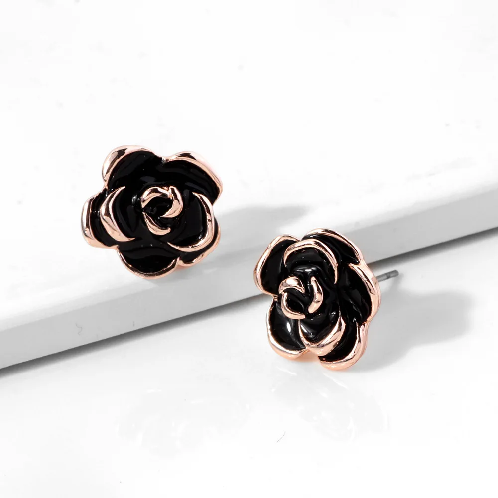 Женские серьги гвоздики с эмалью модные ретро цветком розы вечерние свадебные