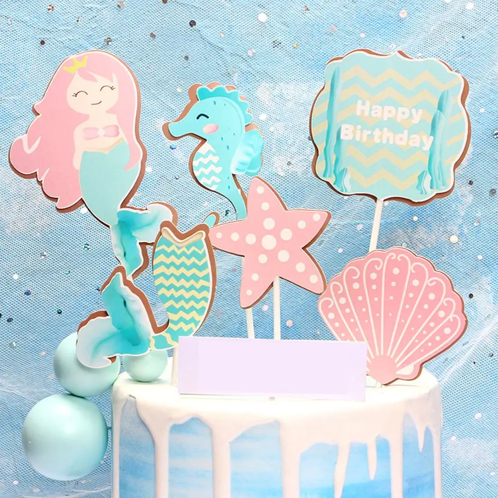 24 шт. топпер для торта в форме русалки раковины топперы кексов Бумажные палочки
