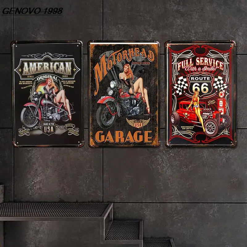 

Amerikanischen Motorrad Retro Plaque Wand-dekor für Bar Pub Küche Hause Vintage Metall Poster Platte Metall Zeichen Malerei Plaq