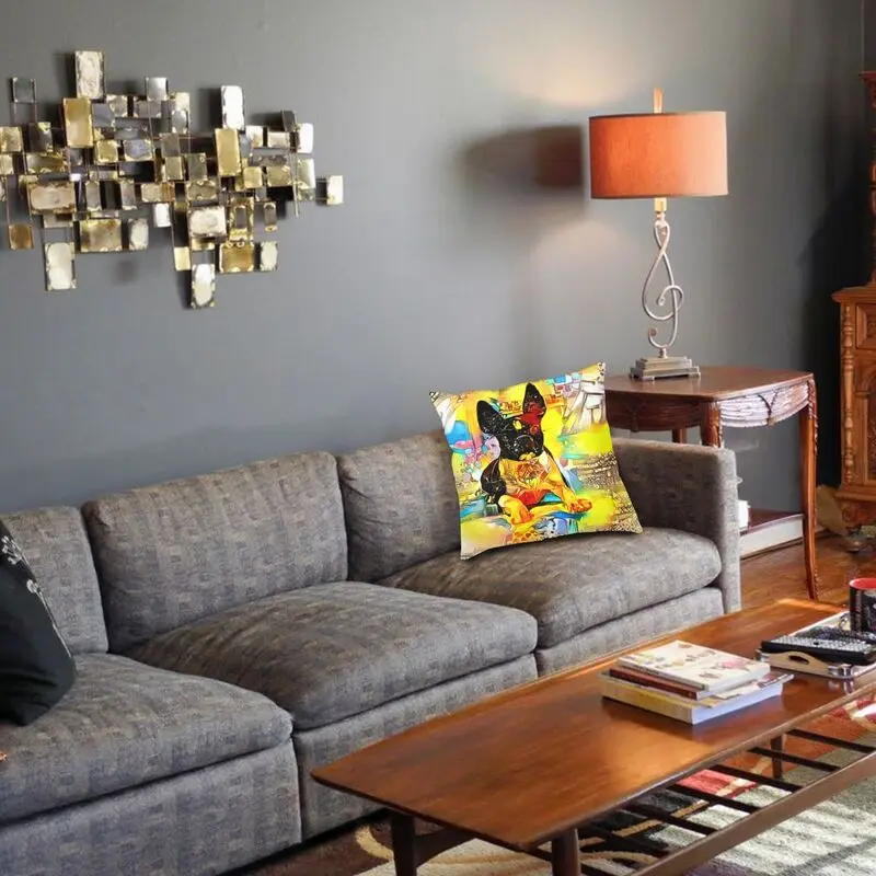 Бостон-терьер собака влюбленные подушка чехол Декор для дома акварель яркие