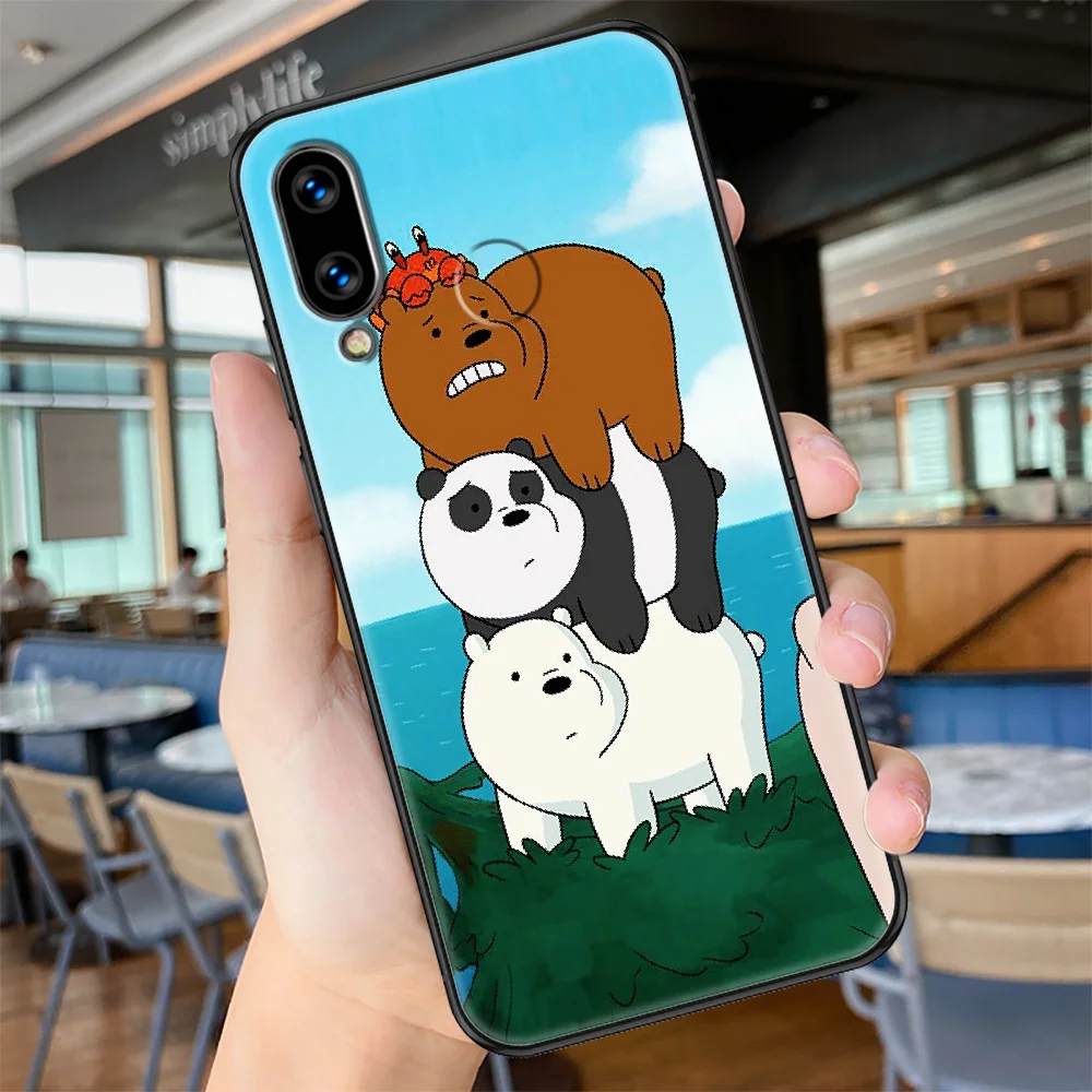 

Cartoon Ice Bear Panda We Bear Phone case For Huawei Honor 6 7 8 9 10 10i 20 A C X Lite Pro Play black 3D funda fashion coque