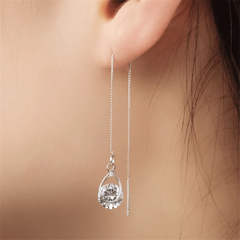 

Korean Geometric block Long Tassel Bar Drop Earrings For Women Minimalism Personality Ear Line Dangle jewelry Gift