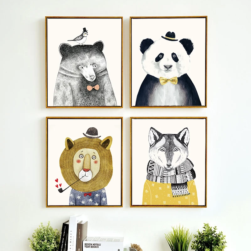 

Cute panda Nordic Style Kids Decoration, Nordic Poster Nursery Wall Art Canvas Painting Posters And Prints,no frame
