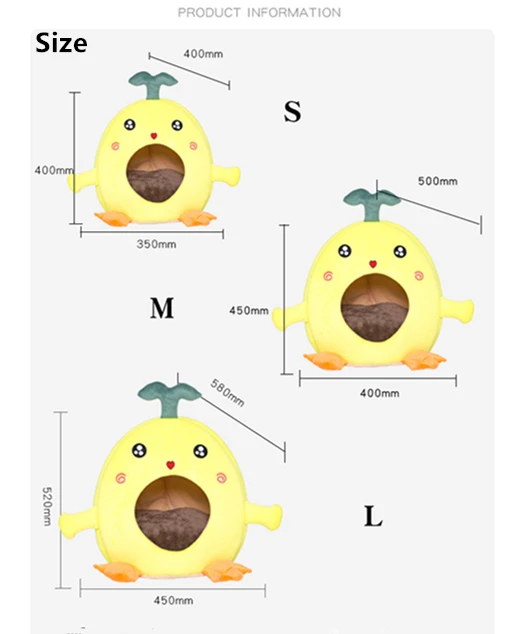 

Cute Cat Bed House Small Medium Dog Pet Accessories Soft Kitten Bed Cave Fleece Sleeping Bag Chick Shape Winter Warm Cozy Bed
