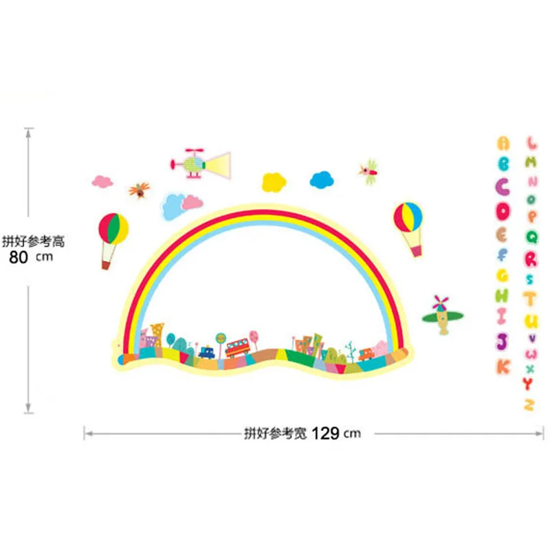 

Removable 3D wall stickers cartoon rainbow whiteboard stickers doodles erasable PVC waterproof decorative stickers