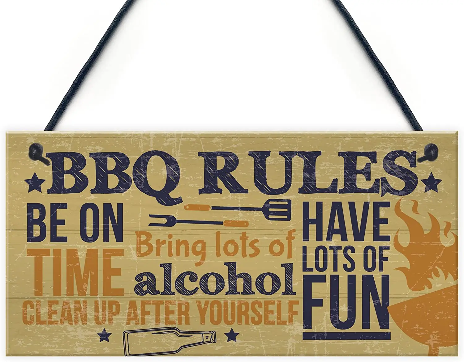 

XLD Store BBQ Rules Wall Plaque Garden Shed Kitchen Pub Barbecue Alcohol Sign Friendship Man Cave Gift for Him