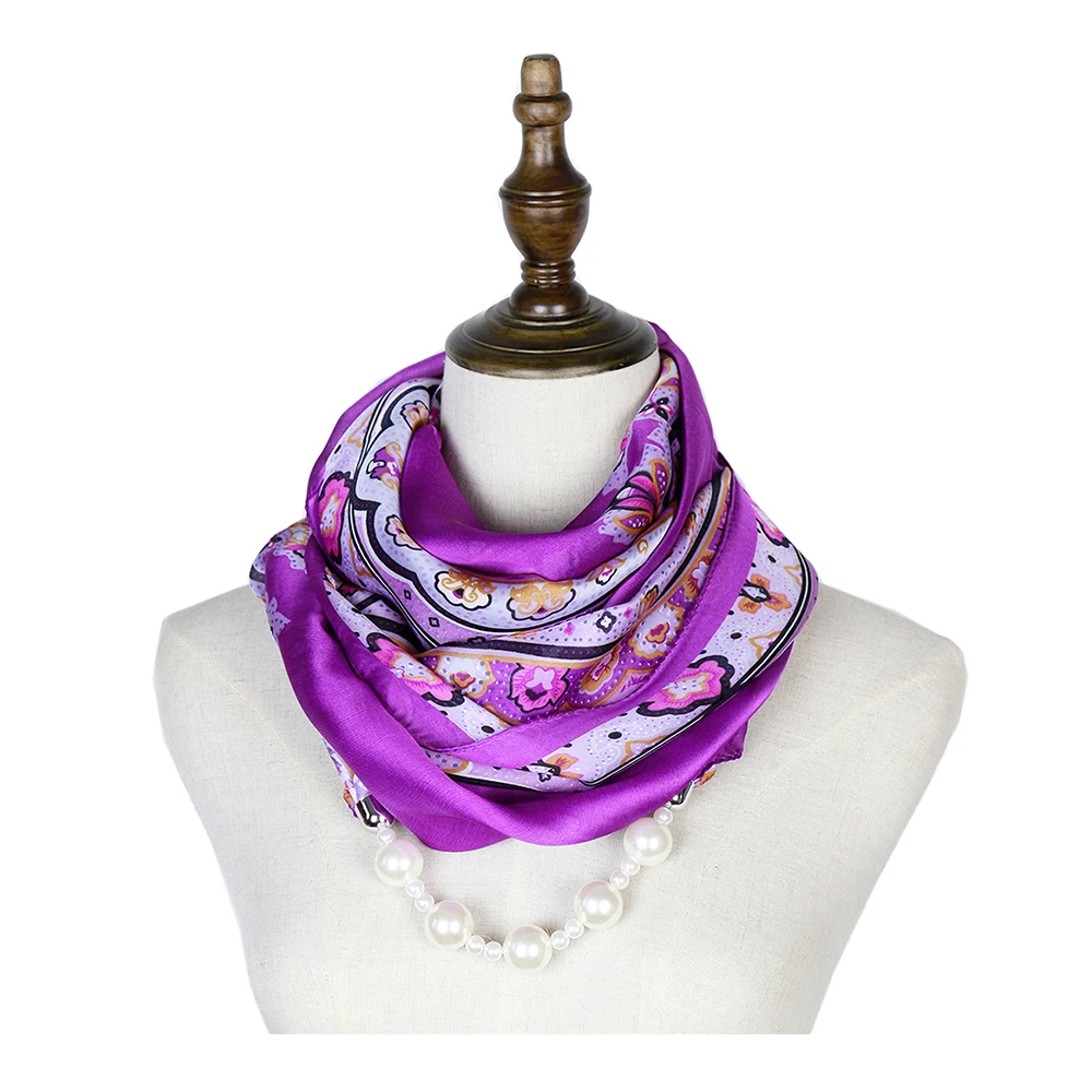 Женский шелковый шарф ожерелье с подвеской ювелирные изделия хиджаб женский