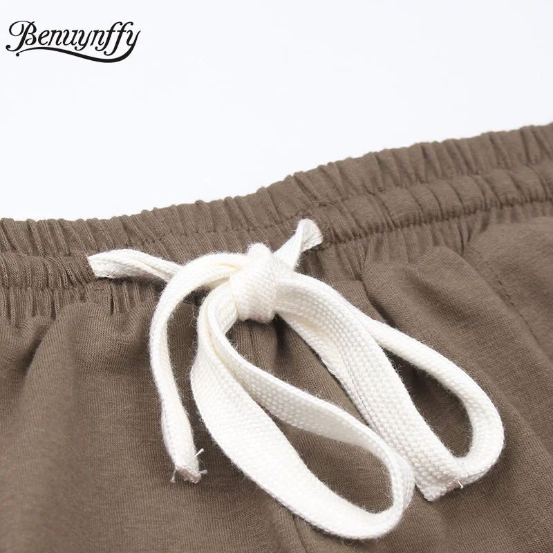 

Benuynffy Home Style Two Piece Set Women Spring Summer Casual Leopard O-Neck Button Long Sleeve Tops and Drawstring Shorts Set