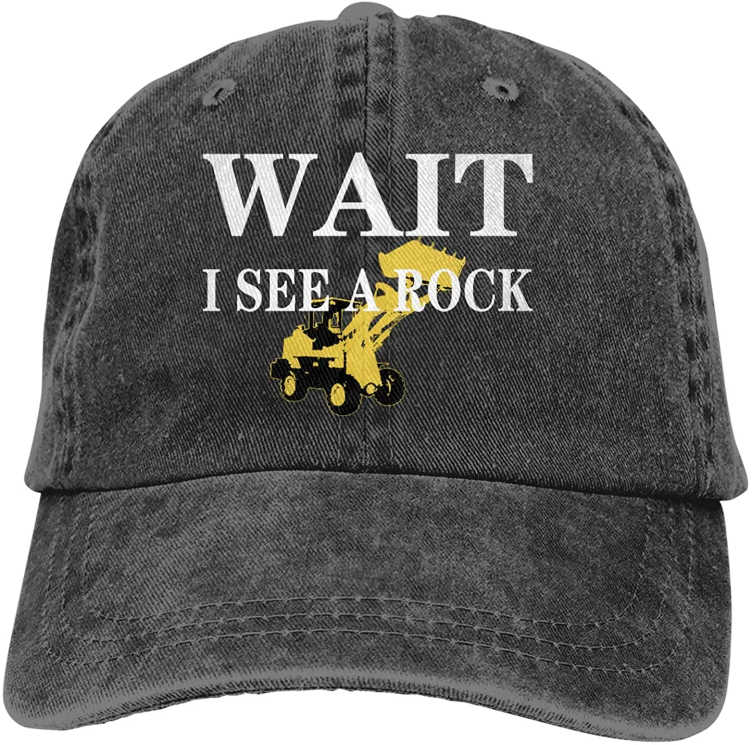 

Wait I See A Rock Sports Denim Cap Adjustable Unisex Plain Baseball Cowboy Snapback Hat