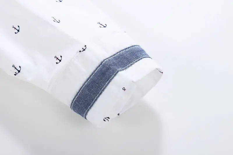 Новые брендовые модные детские рубашки г. Хлопковые рубашки с длинными рукавами и принтом якоря для мальчиков детские рубашки для От 3 до 12 лет