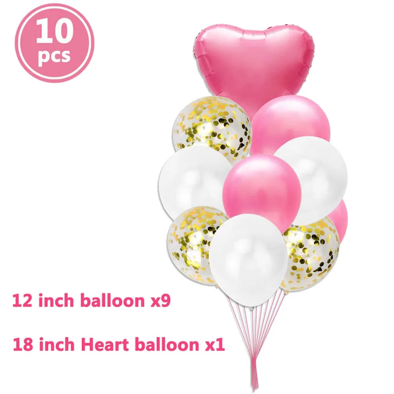 heart pink 10 шт смешанный воздушный шар "Конфетти" Свадебные украшения для детского душа Девичник вечерние DIY Настольные принадлежности - Цвет: heart pink