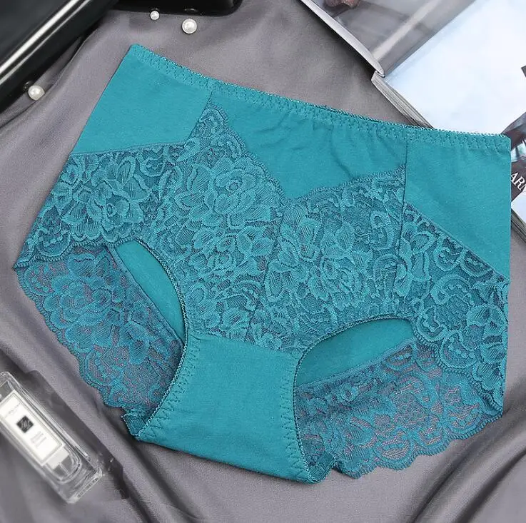 M-Green Briefs Женское нижнее белье, трусики, хлопковое кружевное нижнее белье, женские бесшовные трусы размера плюс, трусики со средней талией - Цвет: M-Green Briefs