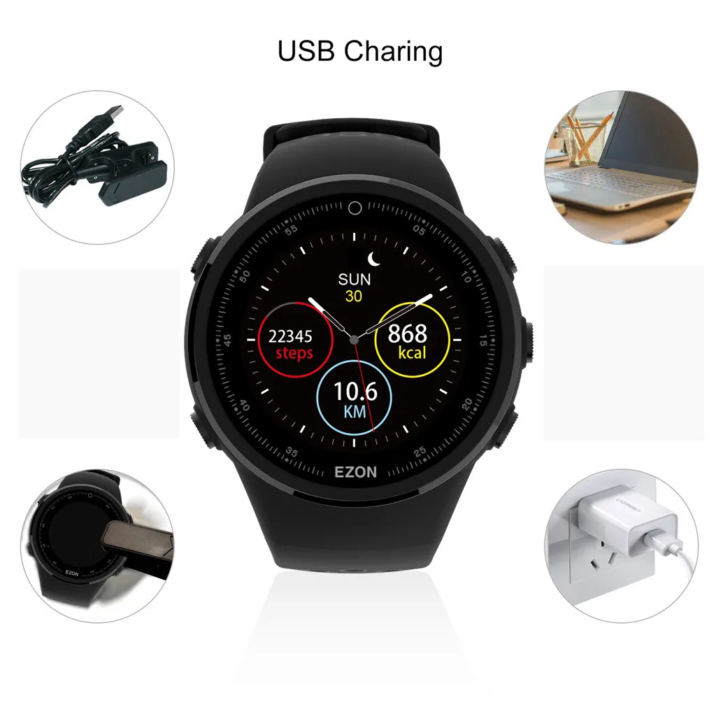 EZON T958 Смарт-часы GPS шагомер Бег Спорт сообщение напоминание Смарт Blueteeth часы с