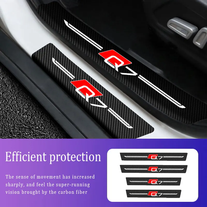 

4Pcs Car Stickers Car Threshold For Audi Q7 2007 2010-2021 Anti Scratch Door Sill Protector ​Protection Carbon Fiber Car Stylin