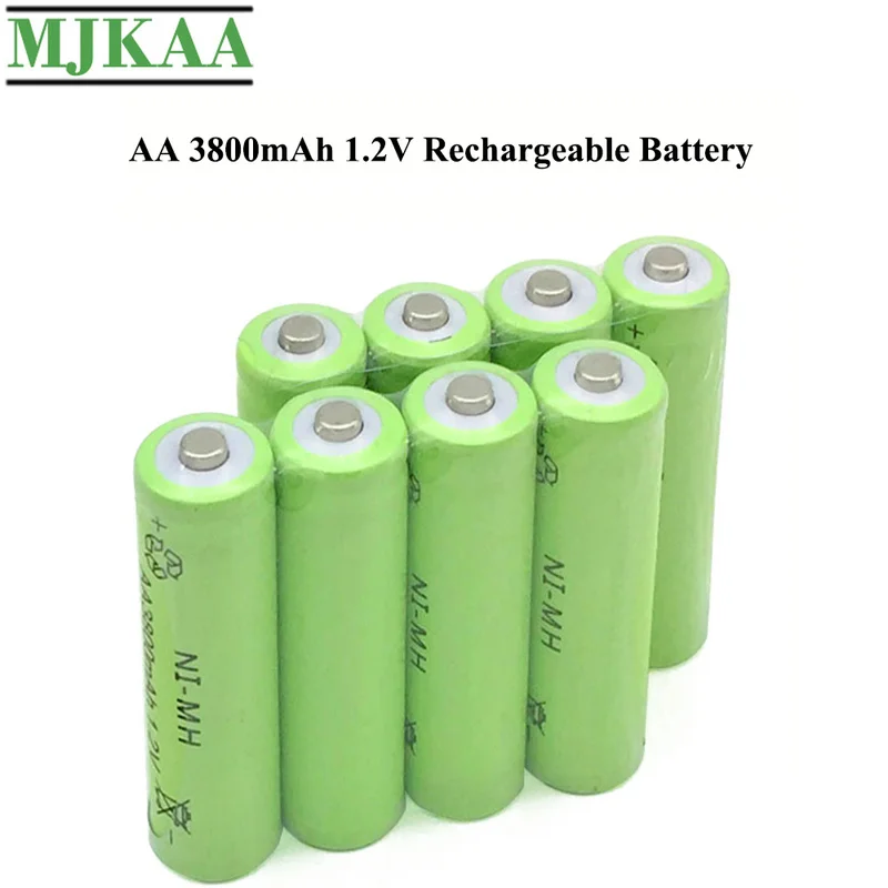 MJKAA 8 шт AA 3800mAh Ni MH 1 2 V аккумуляторная батарея 14 мм * 50 никель металл гидридные